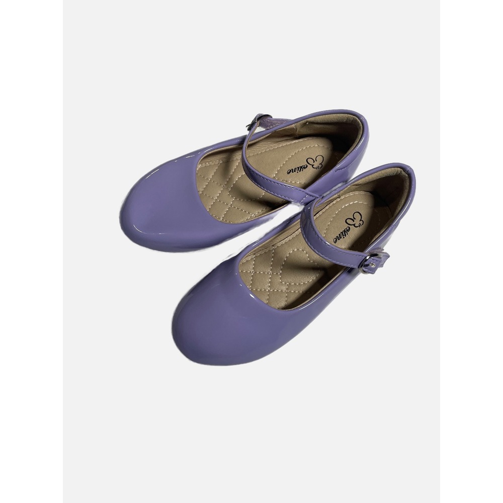 Eestime Mary Jane Flats Kids 10M Purple Patent Leather Hook Loop Dress Shoes